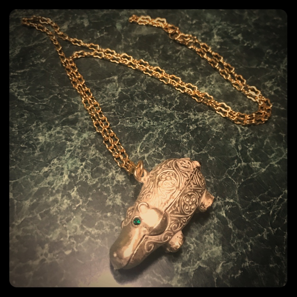 Anthropologie Gold Hippo Necklace!  NWOT!
